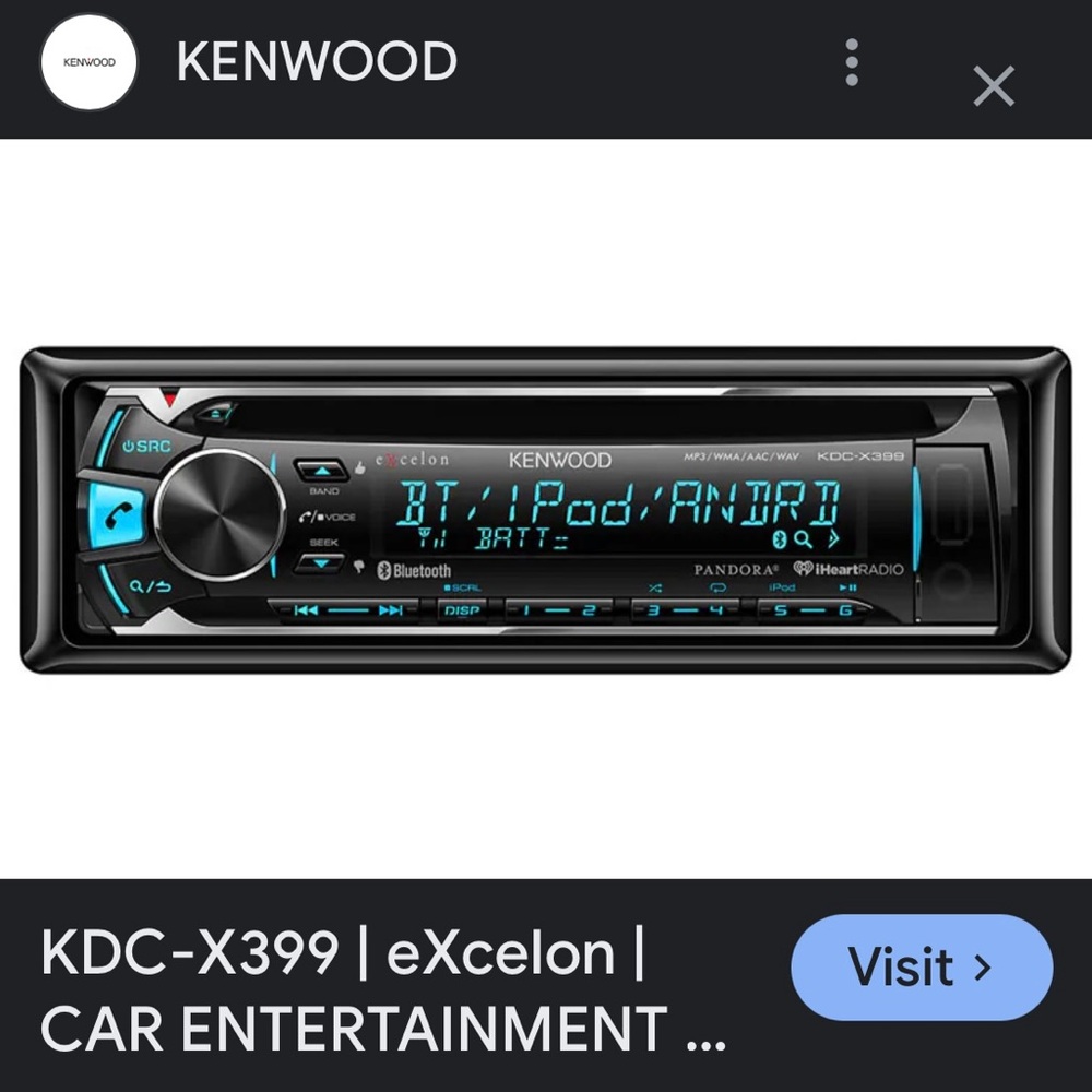 Kenwood KDC-X399 eXcelon CD Stereo Receiver w/ built-in Bluetooth vehicle radio